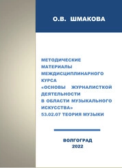 Методические материалы междисциплинарного курса 03.01. «Основы журналистской деятельности в области музыкального искусства» для учащихся по специальности 53.02.07 Теория музыки. Уровень среднего образования. Квалификация: преподаватель, организатор музыкальнопросветительской деятельности