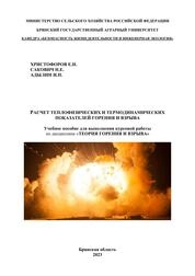 Расчет теплофизических и термодинамических показателей горения и взрыва